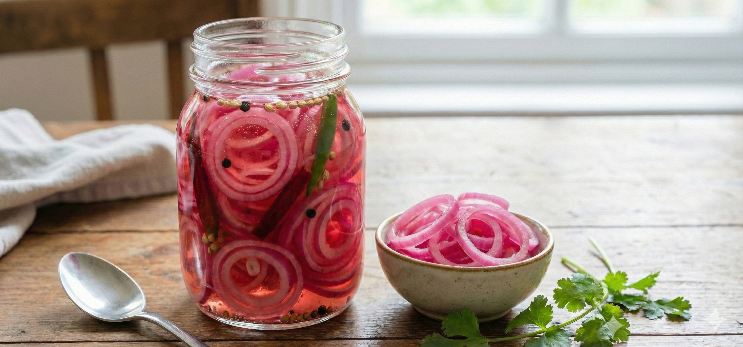 Thinly sliced pickled onion rings